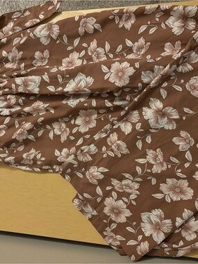 Brown Floral Pants - Cream & Blush Flowers